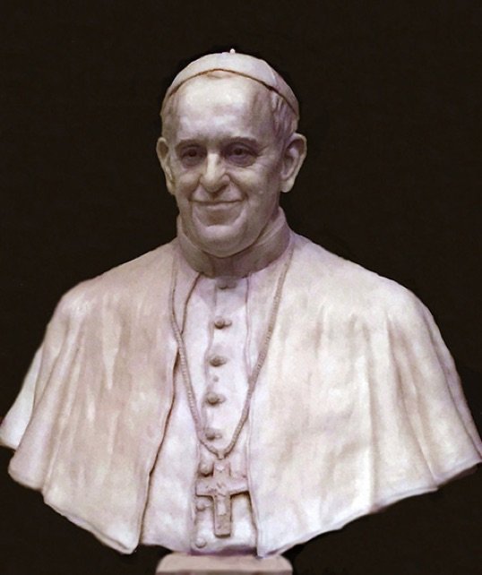 Pope Francis marble sculpture by Carolyn Palmer